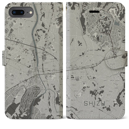 【志津（千葉県）】地図柄iPhoneケース（手帳タイプ）モノトーン・iPhone 8Plus /7Plus / 6sPlus / 6Plus 用