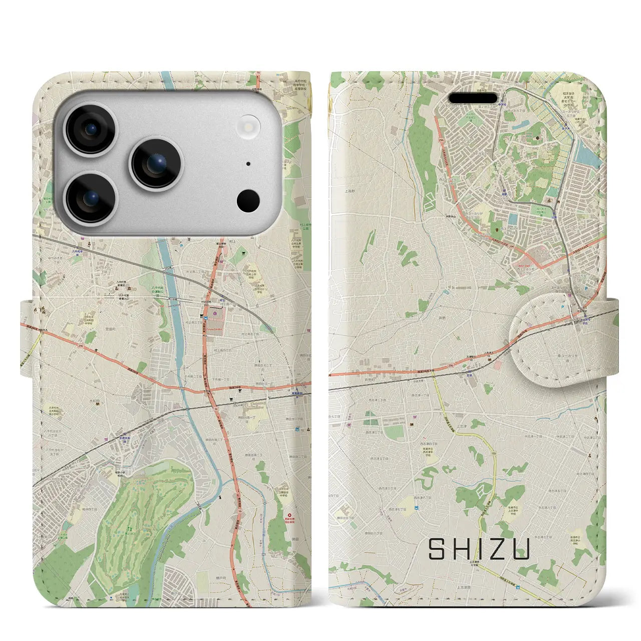 【志津（千葉県）】地図柄iPhoneケース（手帳タイプ）