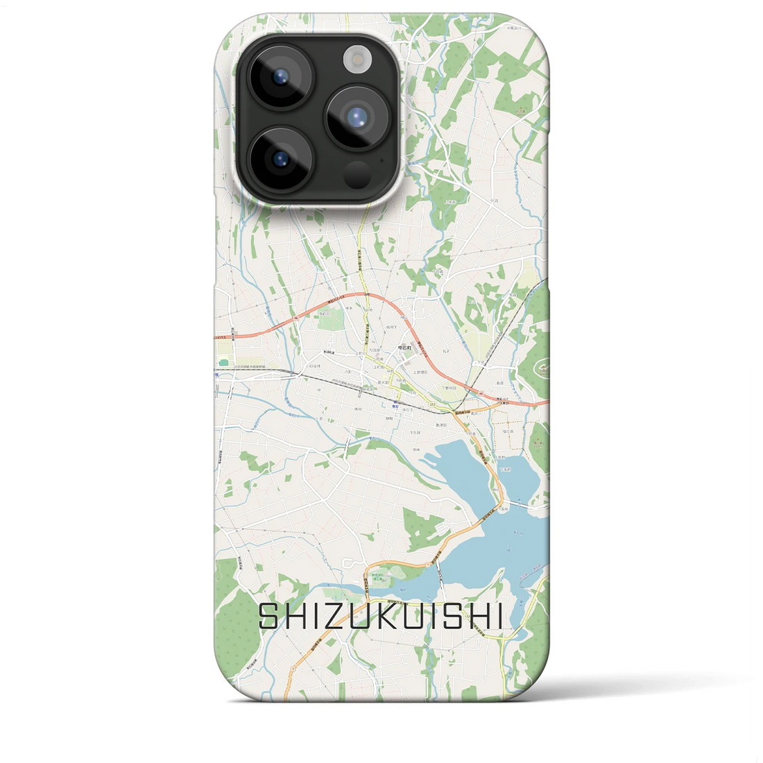 【雫石】地図柄iPhoneケース（バックカバータイプ・ナチュラル）iPhone 15 Pro Max 用