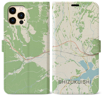 【雫石（岩手県）】地図柄iPhoneケース（手帳タイプ）ナチュラル・iPhone 12 Pro Max 用