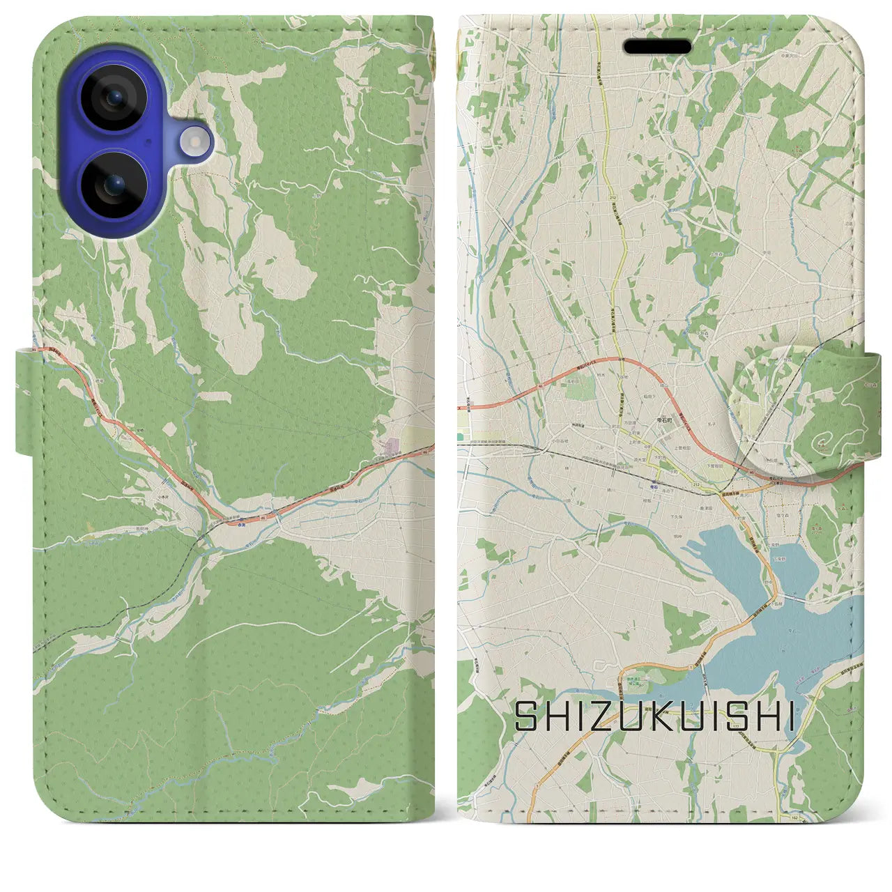 【雫石（岩手県）】地図柄iPhoneケース（手帳タイプ）ナチュラル・iPhone 16 Pro Max 用