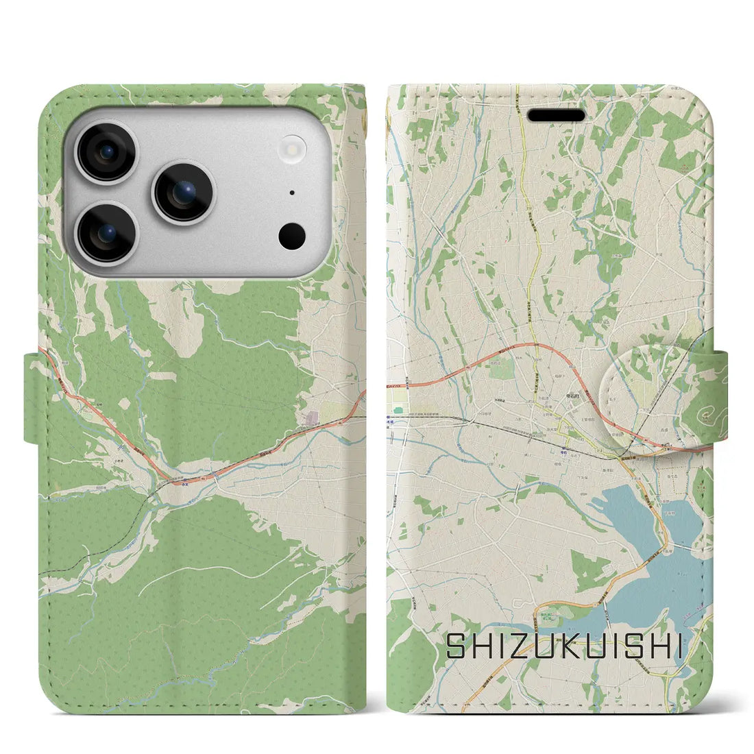 【雫石(岩手県)】地図柄iPhoneケース(手帳タイプ)モノトーン・iPhone 17 Pro Max 用