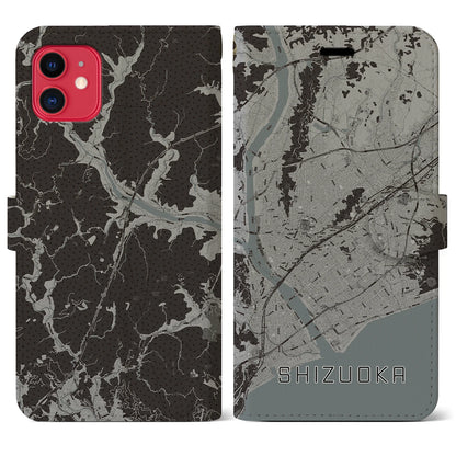 【静岡（静岡県）】地図柄iPhoneケース（手帳タイプ）モノトーン・iPhone 11 用