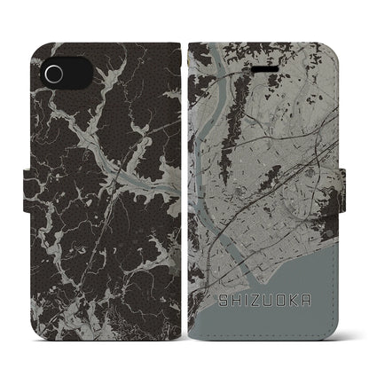 【静岡（静岡県）】地図柄iPhoneケース（手帳タイプ）モノトーン・iPhone SE（第3 / 第2世代） / 8 / 7 / 6s / 6 用