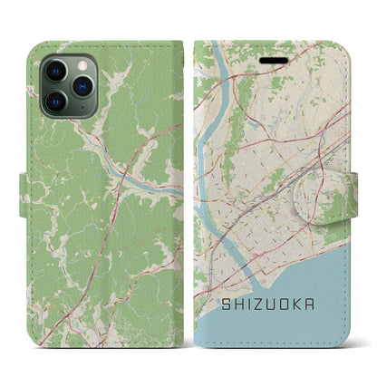 【静岡（静岡県）】地図柄iPhoneケース（手帳タイプ）ナチュラル・iPhone 11 Pro 用