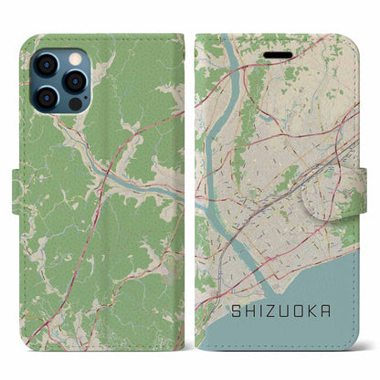 【静岡（静岡県）】地図柄iPhoneケース（手帳タイプ）ナチュラル・iPhone 12 / 12 Pro 用