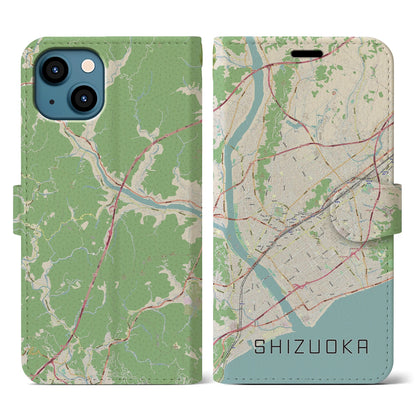 【静岡（静岡県）】地図柄iPhoneケース（手帳タイプ）ナチュラル・iPhone 13 用