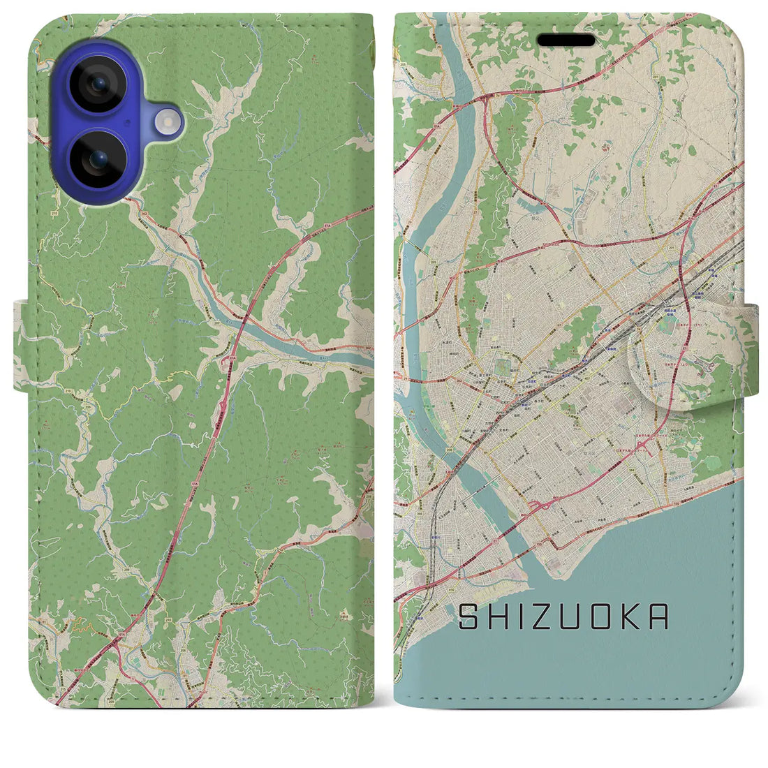 【静岡（静岡県）】地図柄iPhoneケース（手帳タイプ）ナチュラル・iPhone 16 Pro Max 用