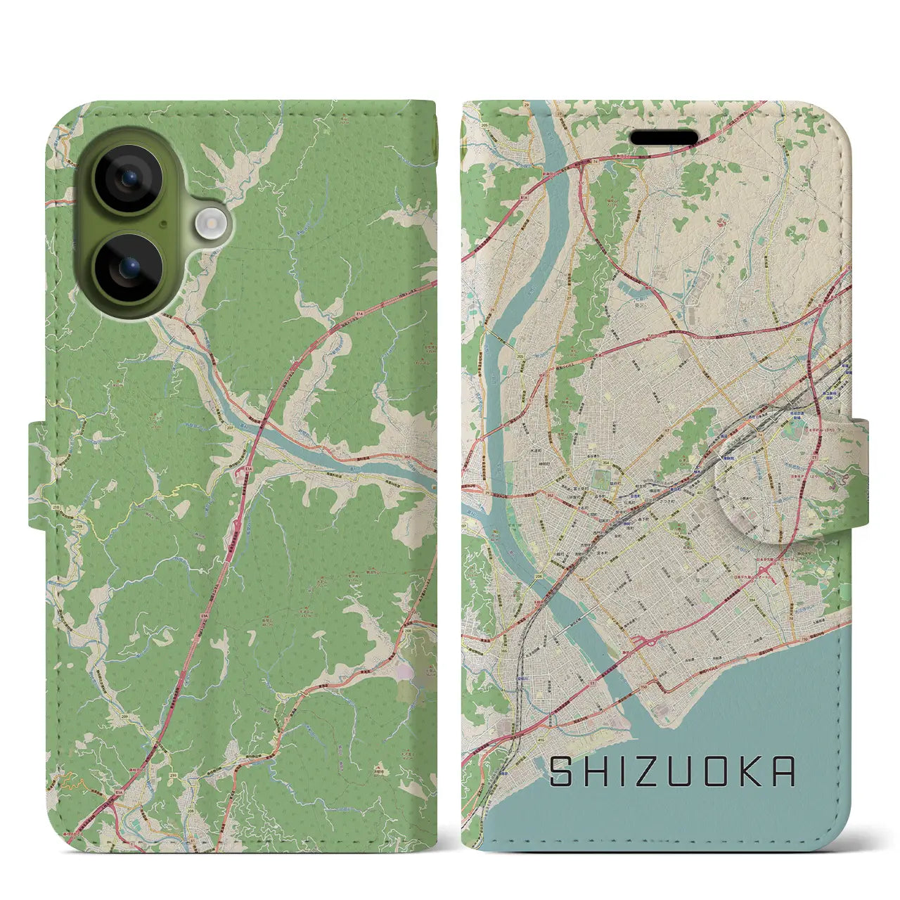 【静岡（静岡県）】地図柄iPhoneケース（手帳タイプ）