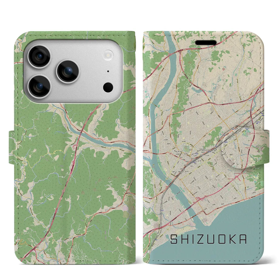 【静岡(静岡県)】地図柄iPhoneケース(手帳タイプ)モノトーン・iPhone 17 Pro Max 用