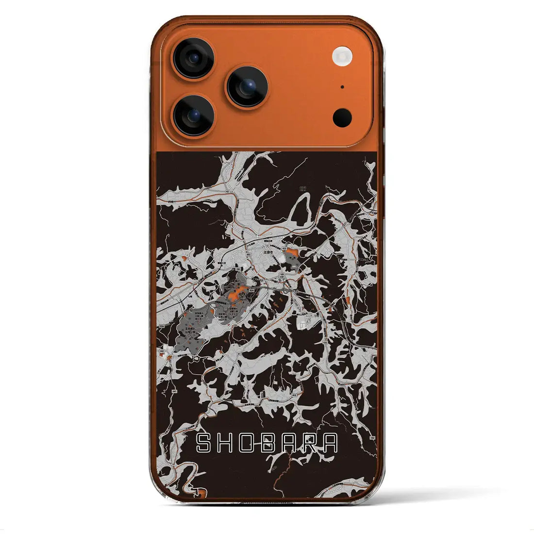 【庄原(広島県)】地図柄iPhoneケース(クリアタイプ)モノトーン・iPhone 17 Pro Max 用