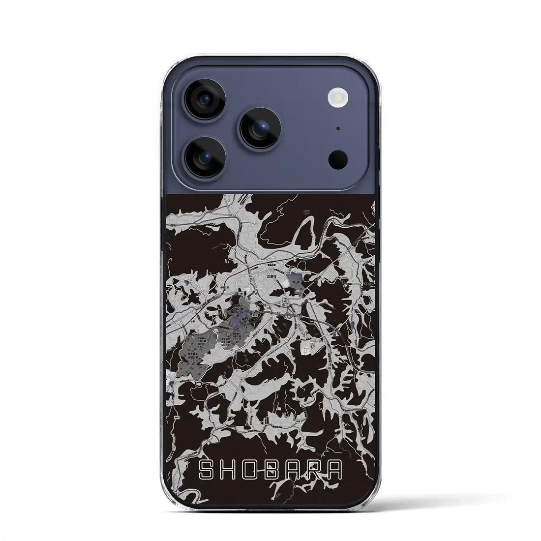 【庄原(広島県)】地図柄iPhoneケース(クリアタイプ)モノトーン・iPhone 17 Pro Max 用
