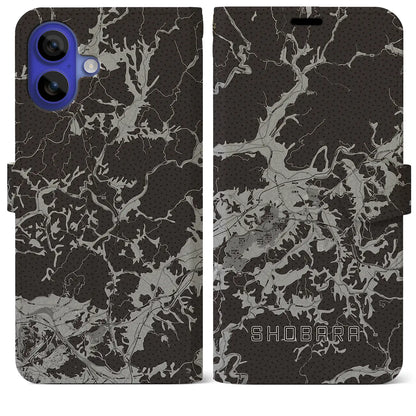 【庄原（広島県）】地図柄iPhoneケース（手帳タイプ）モノトーン・iPhone 16 Pro Max 用