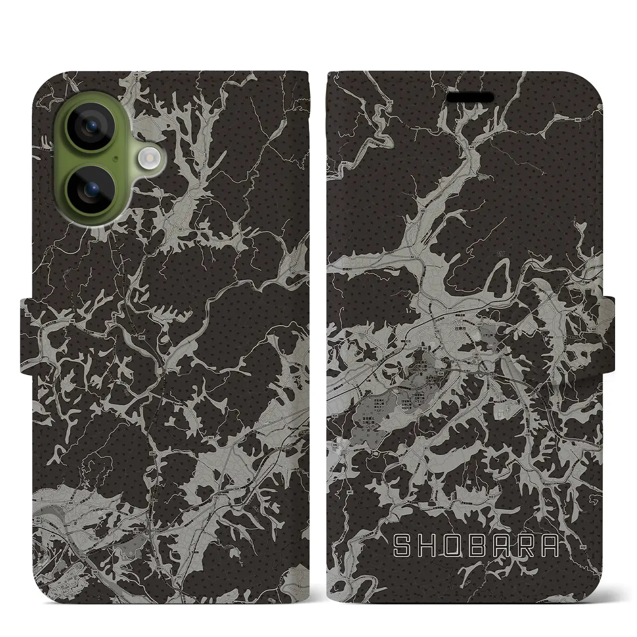 【庄原（広島県）】地図柄iPhoneケース（手帳タイプ）