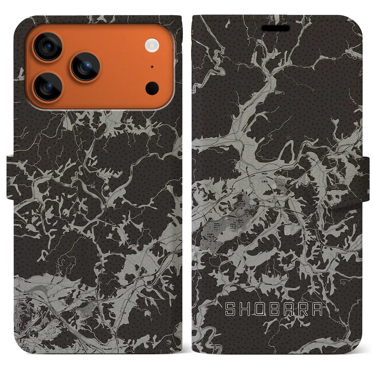 【庄原（広島県）】地図柄iPhoneケース（手帳タイプ）