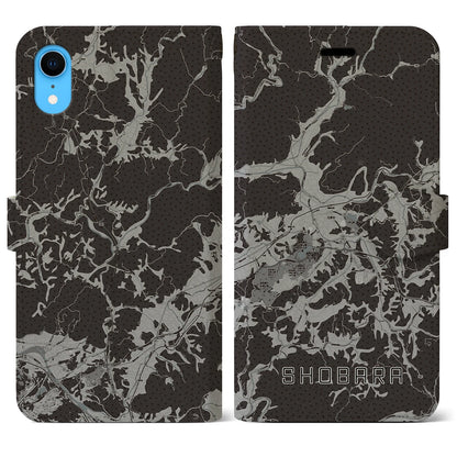 【庄原（広島県）】地図柄iPhoneケース（手帳タイプ）モノトーン・iPhone XR 用