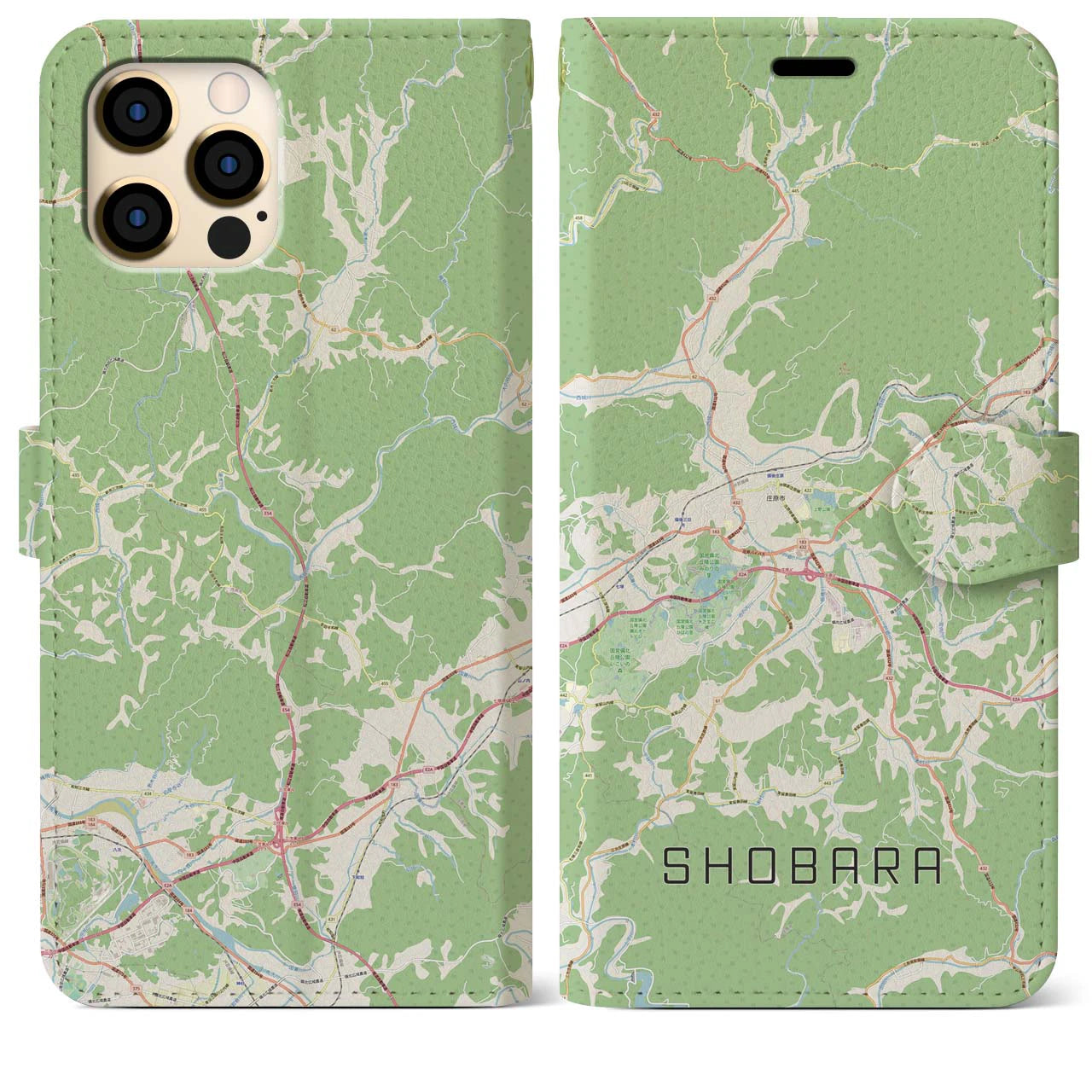 【庄原（広島県）】地図柄iPhoneケース（手帳タイプ）