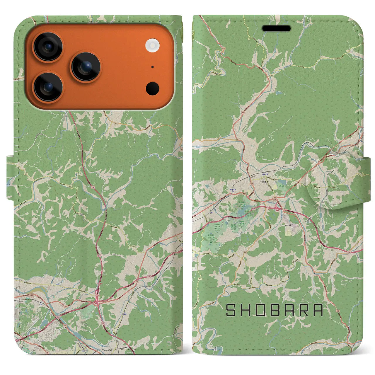 【庄原（広島県）】地図柄iPhoneケース（手帳タイプ）