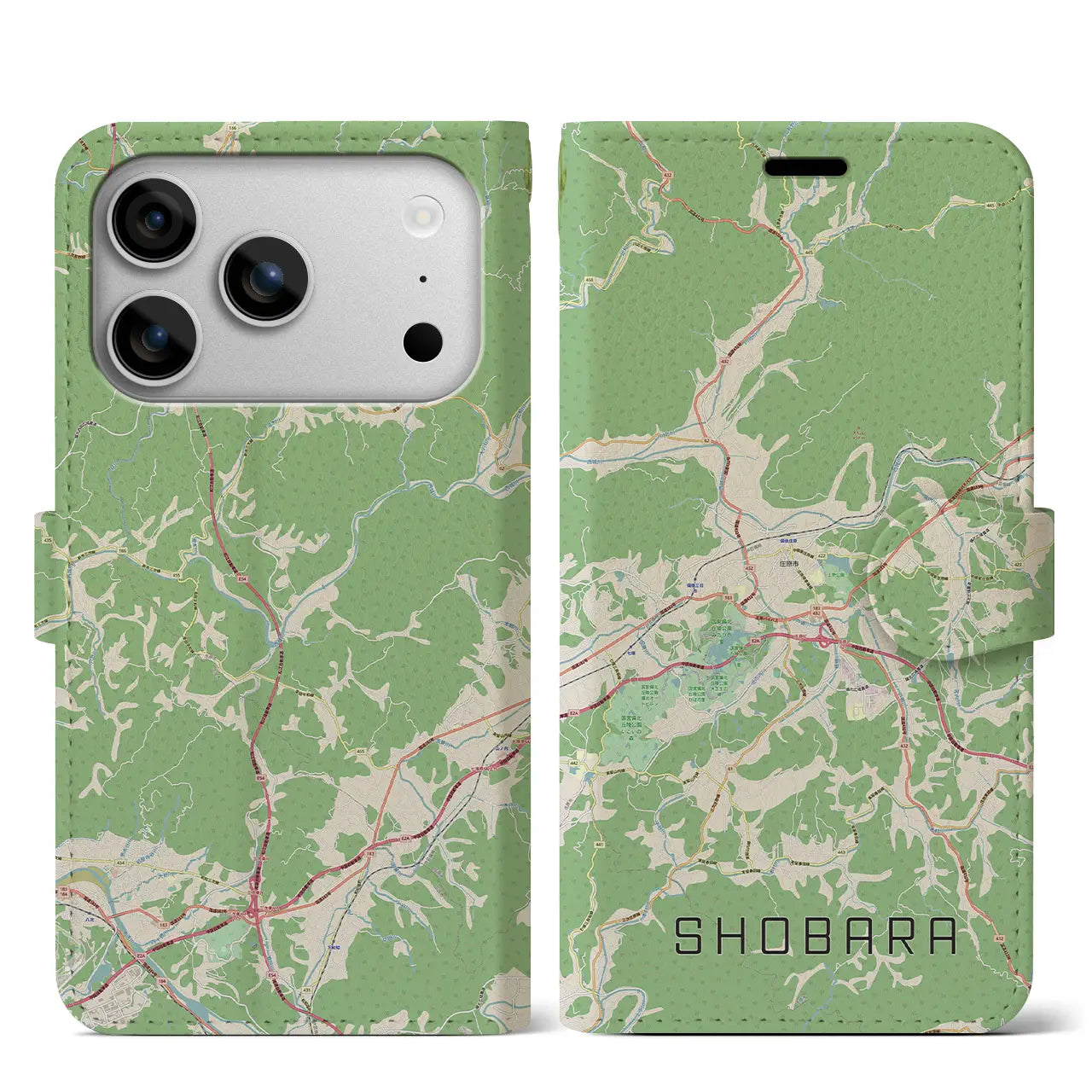 【庄原（広島県）】地図柄iPhoneケース（手帳タイプ）