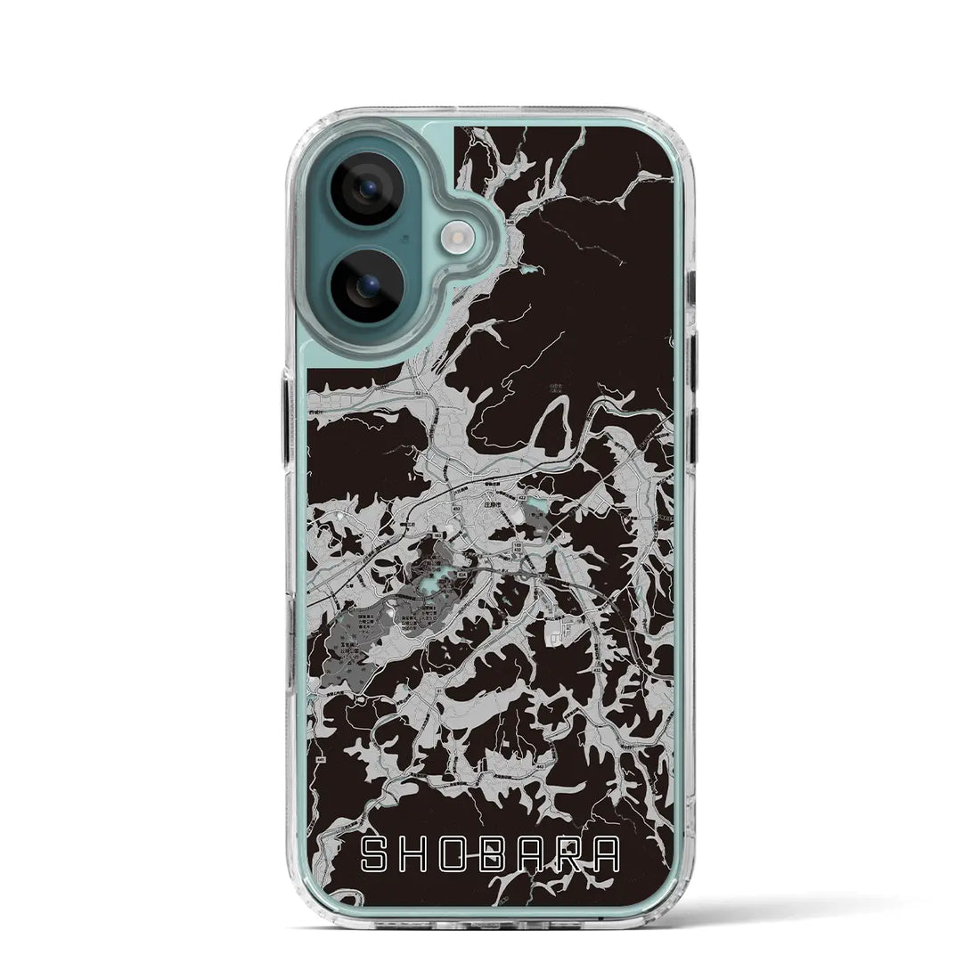 【庄原(広島県)】地図柄iPhoneケース(MagSafeタイプ)モノトーン・iPhone 16 Pro 用