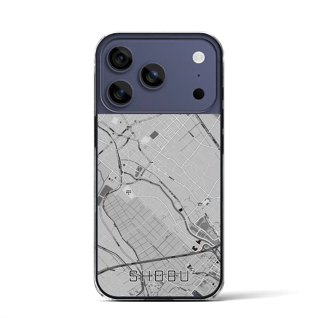 【菖蒲(埼玉県)】地図柄iPhoneケース(クリアタイプ)モノトーン・iPhone 17 Pro Max 用