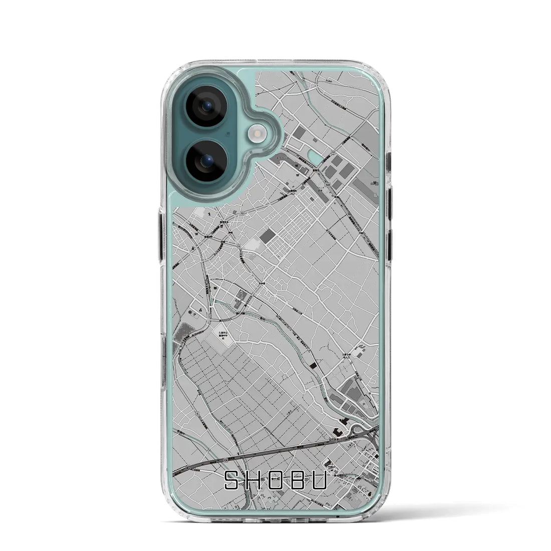 【菖蒲（埼玉県）】地図柄iPhoneケース（MagSafeタイプ）モノトーン・iPhone 16 Pro 用