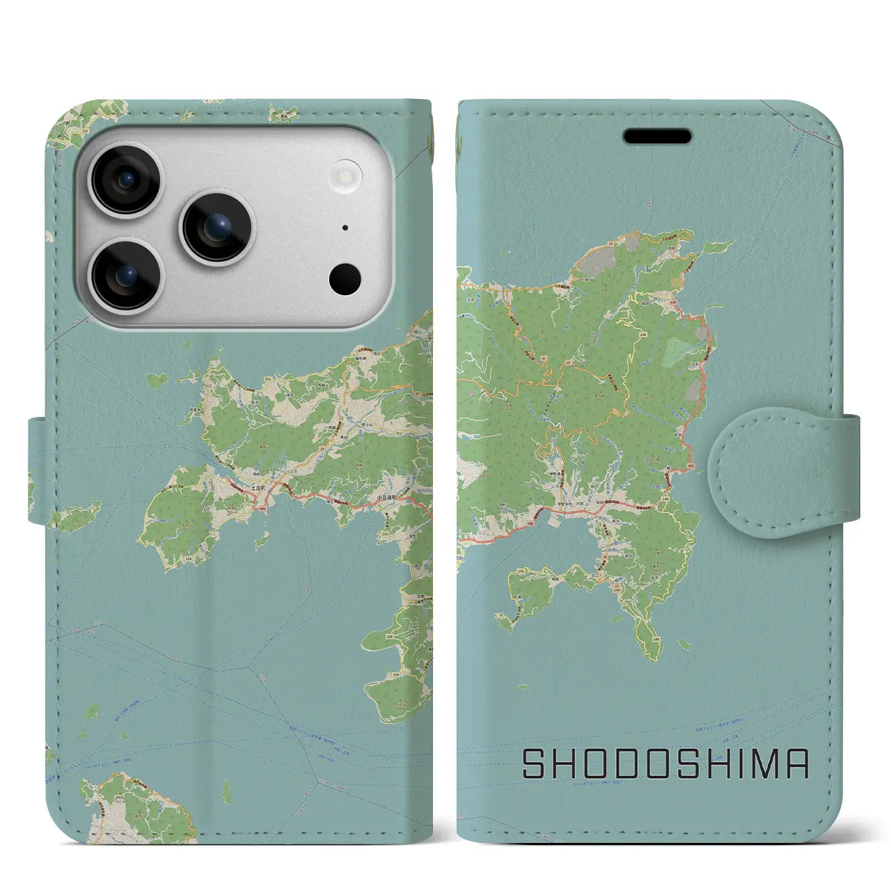 【小豆島（香川県）】地図柄iPhoneケース（手帳タイプ）