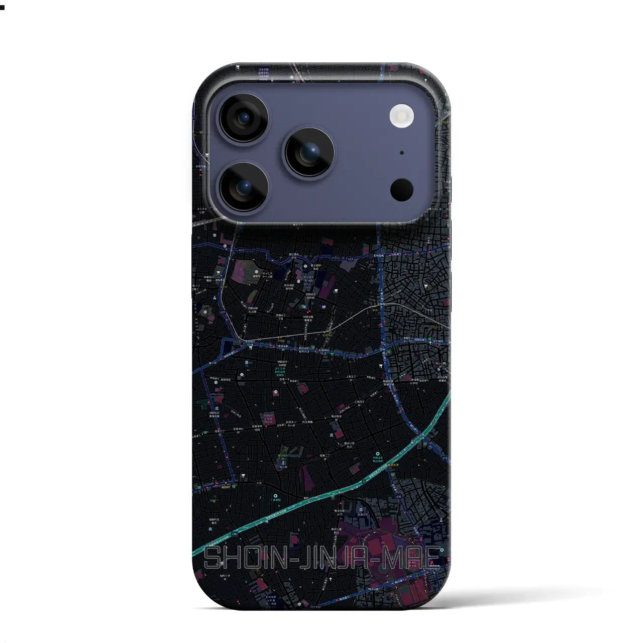 【松陰神社前（東京都）】地図柄iPhoneケース（バックカバータイプ）