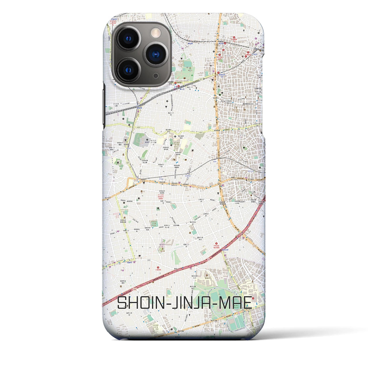 【松陰神社前（東京都）】地図柄iPhoneケース（バックカバータイプ）