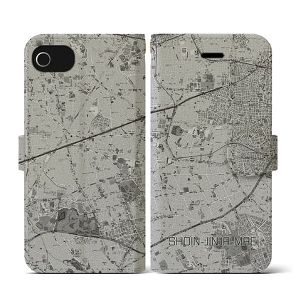 【松陰神社前（東京都）】地図柄iPhoneケース（手帳タイプ）モノトーン・iPhone SE（第3 / 第2世代） / 8 / 7 / 6s / 6 用