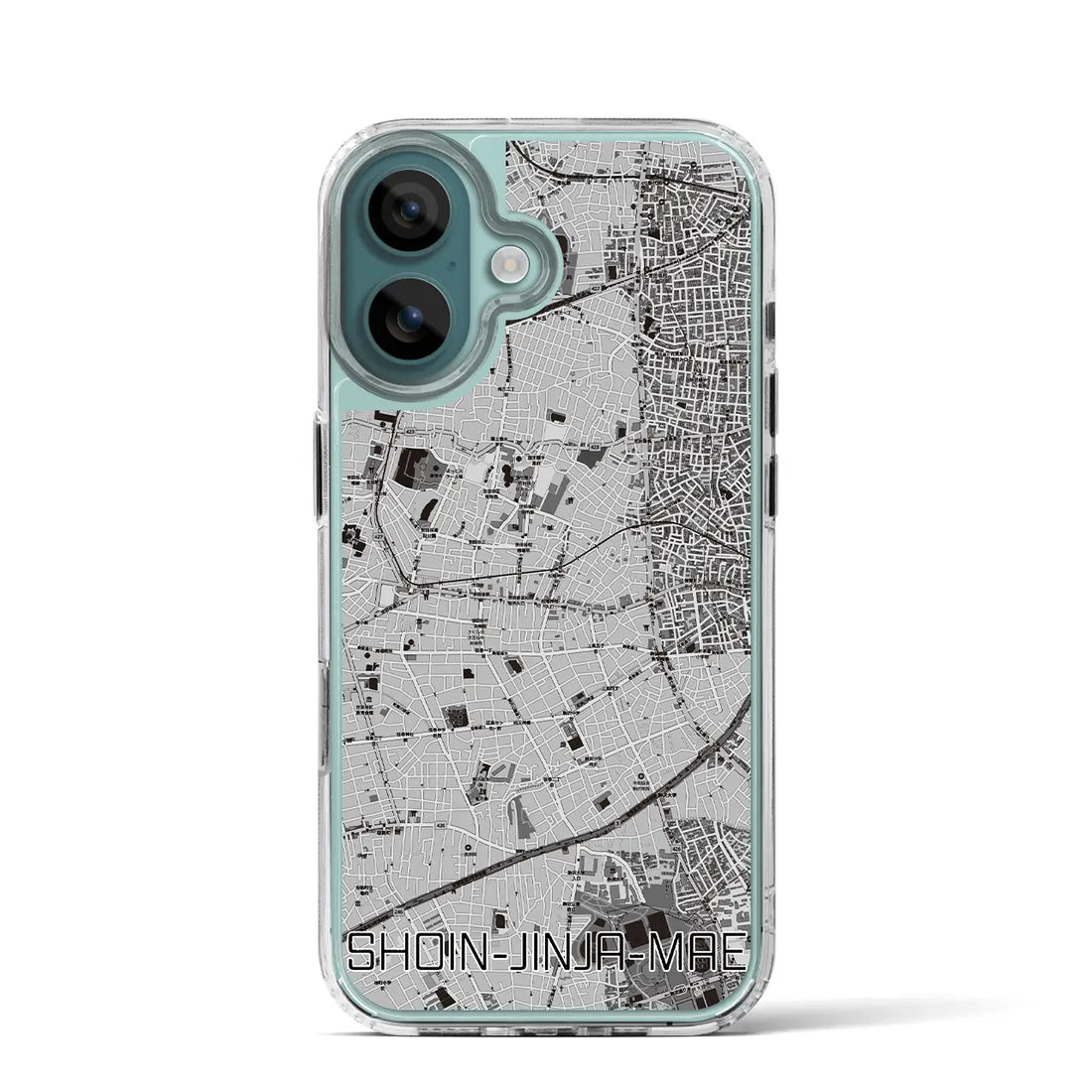 【松陰神社前(東京都)】地図柄iPhoneケース(MagSafeタイプ)モノトーン・iPhone 16 Pro 用