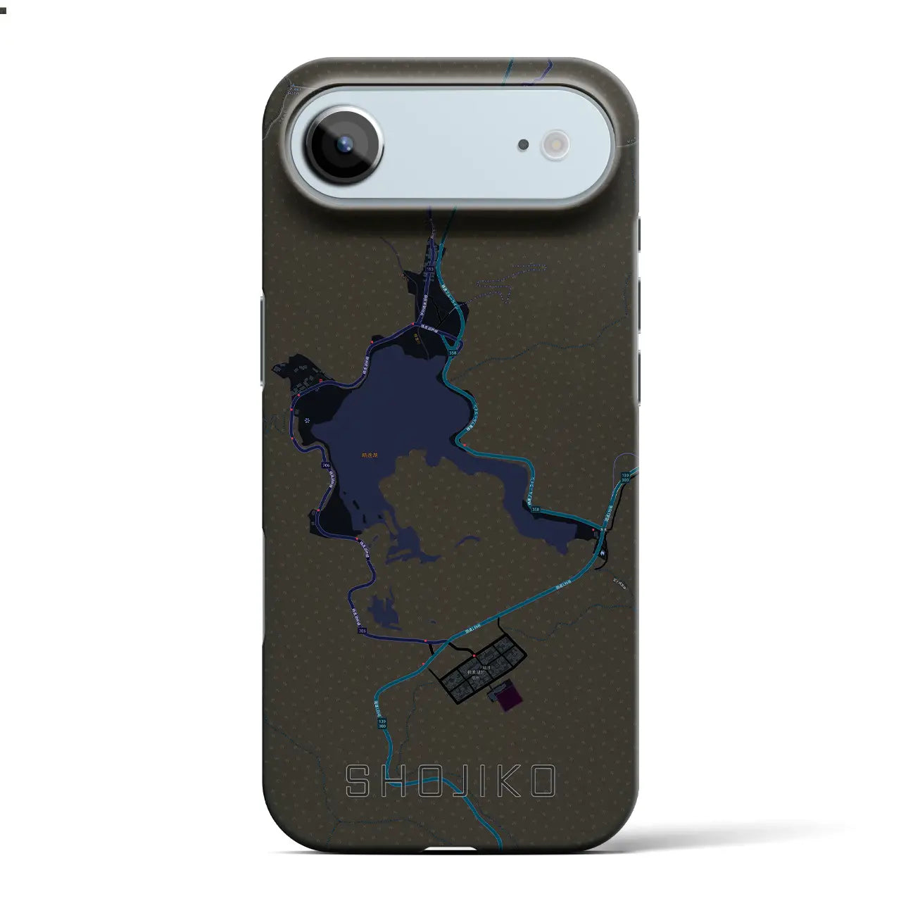 【精進湖（山梨県）】地図柄iPhoneケース（バックカバータイプ）