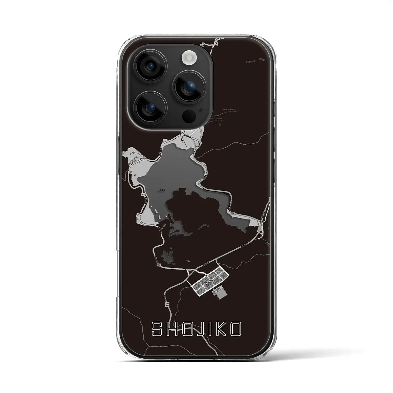 【精進湖（山梨県）】地図柄iPhoneケース（クリアタイプ）