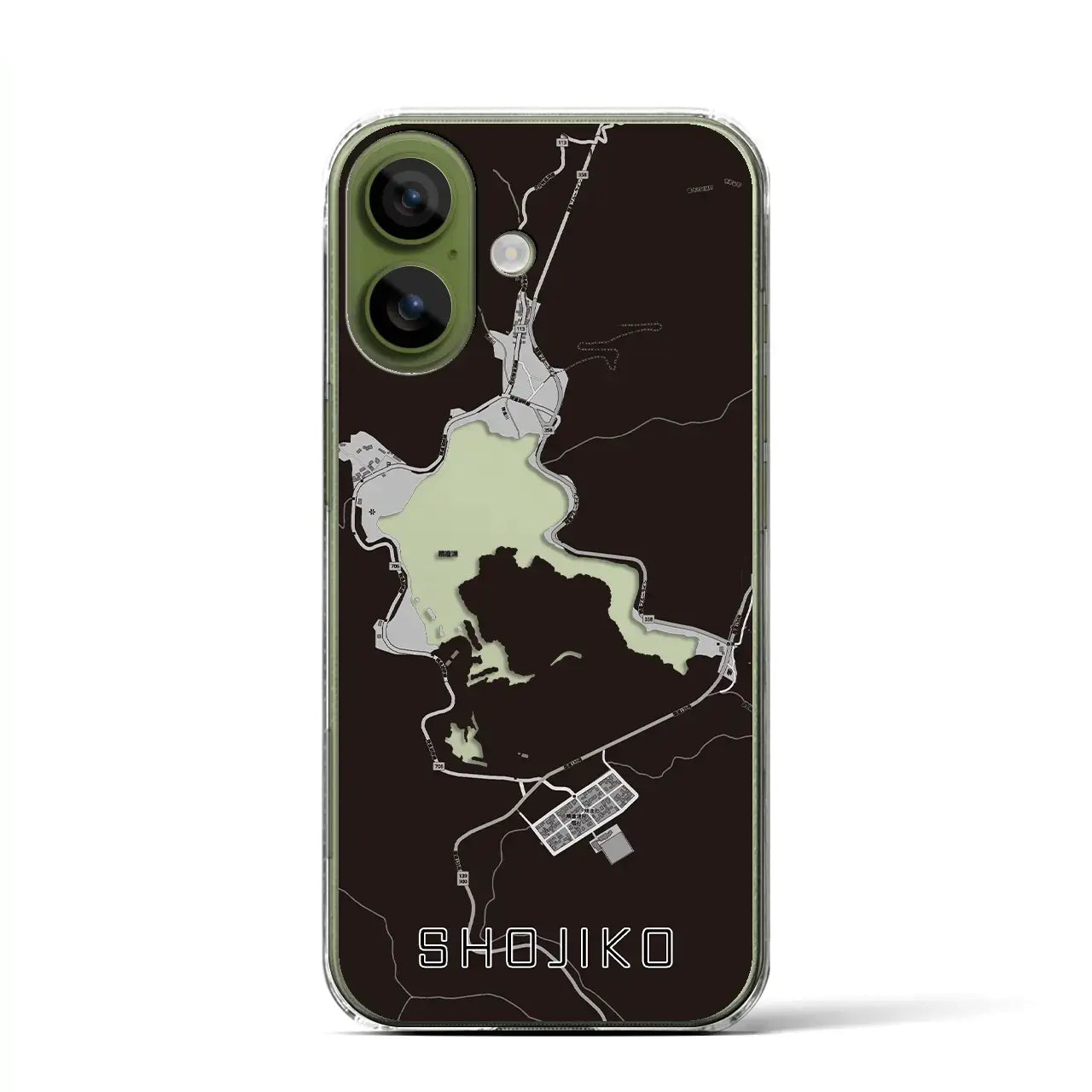 【精進湖（山梨県）】地図柄iPhoneケース（クリアタイプ）
