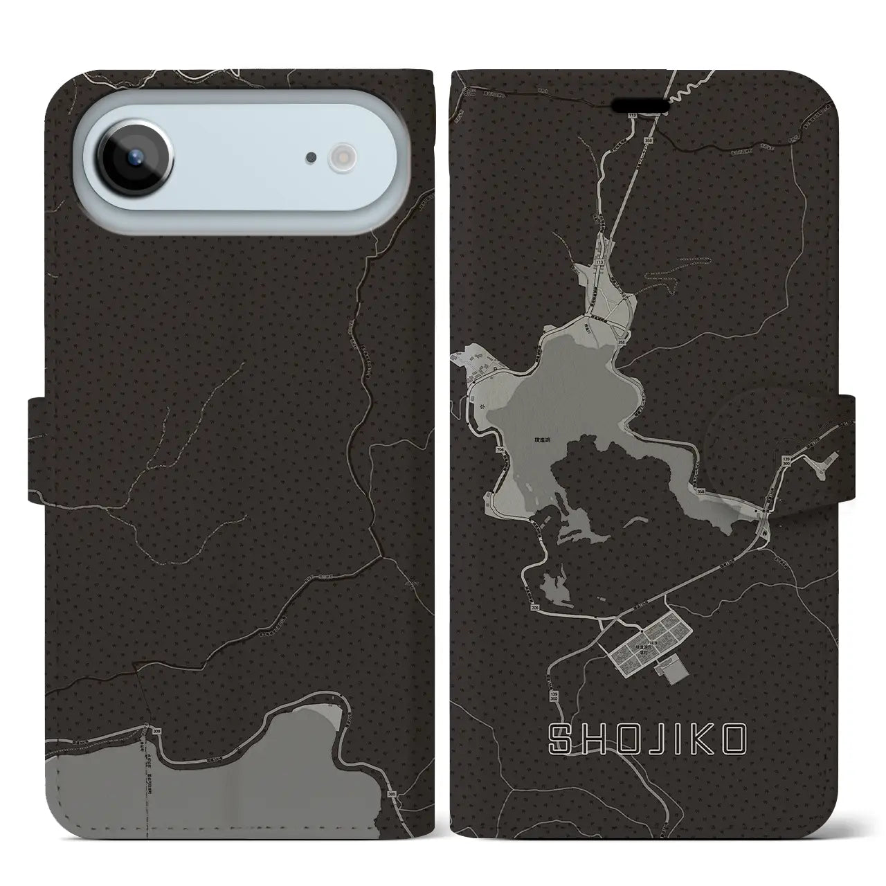 【精進湖（山梨県）】地図柄iPhoneケース（手帳タイプ）