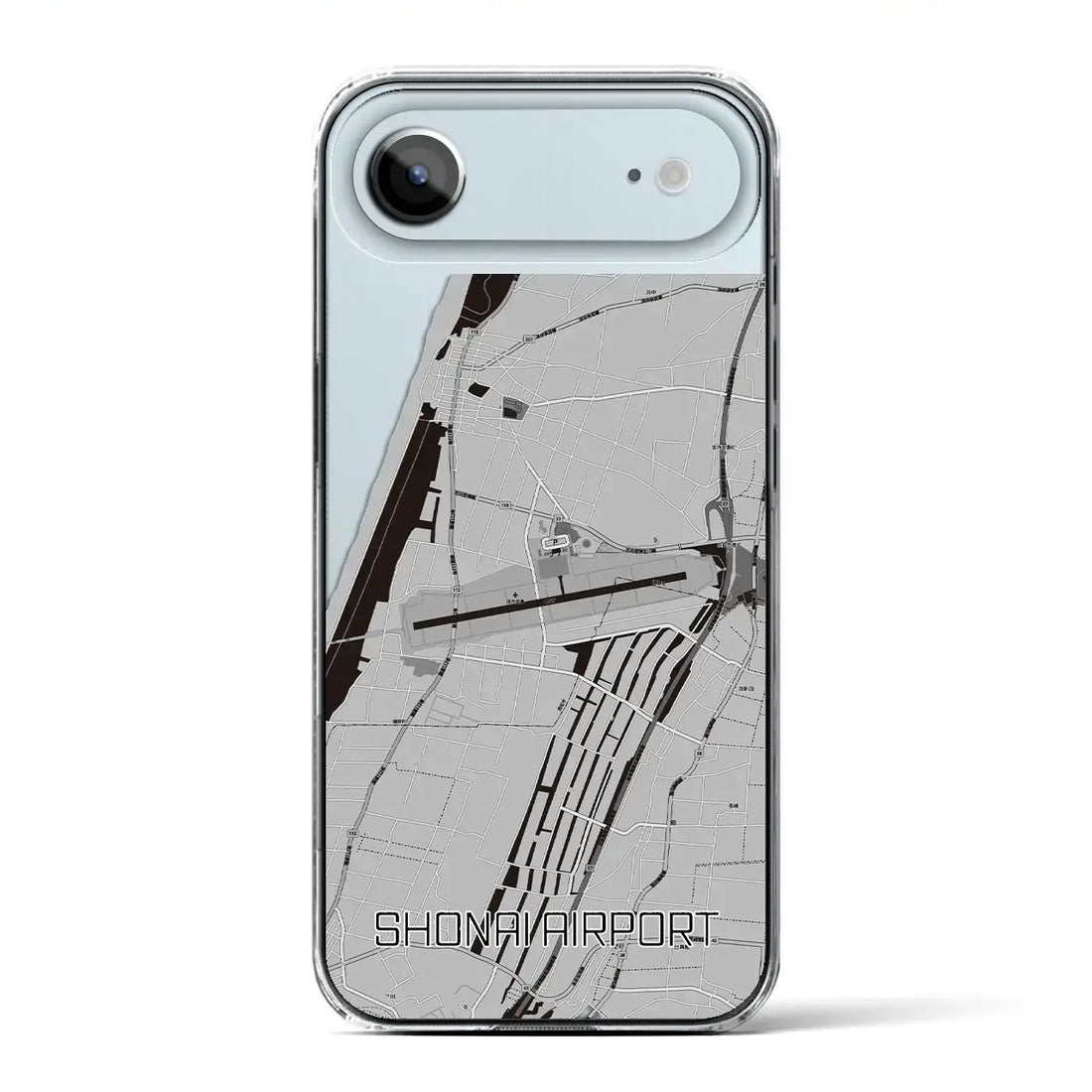 【庄内空港(山形県)】地図柄iPhoneケース(クリアタイプ)モノトーン・iPhone 17 Pro Max 用