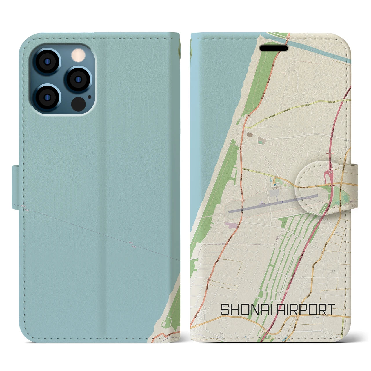 【庄内空港（山形県）】地図柄iPhoneケース（手帳タイプ）