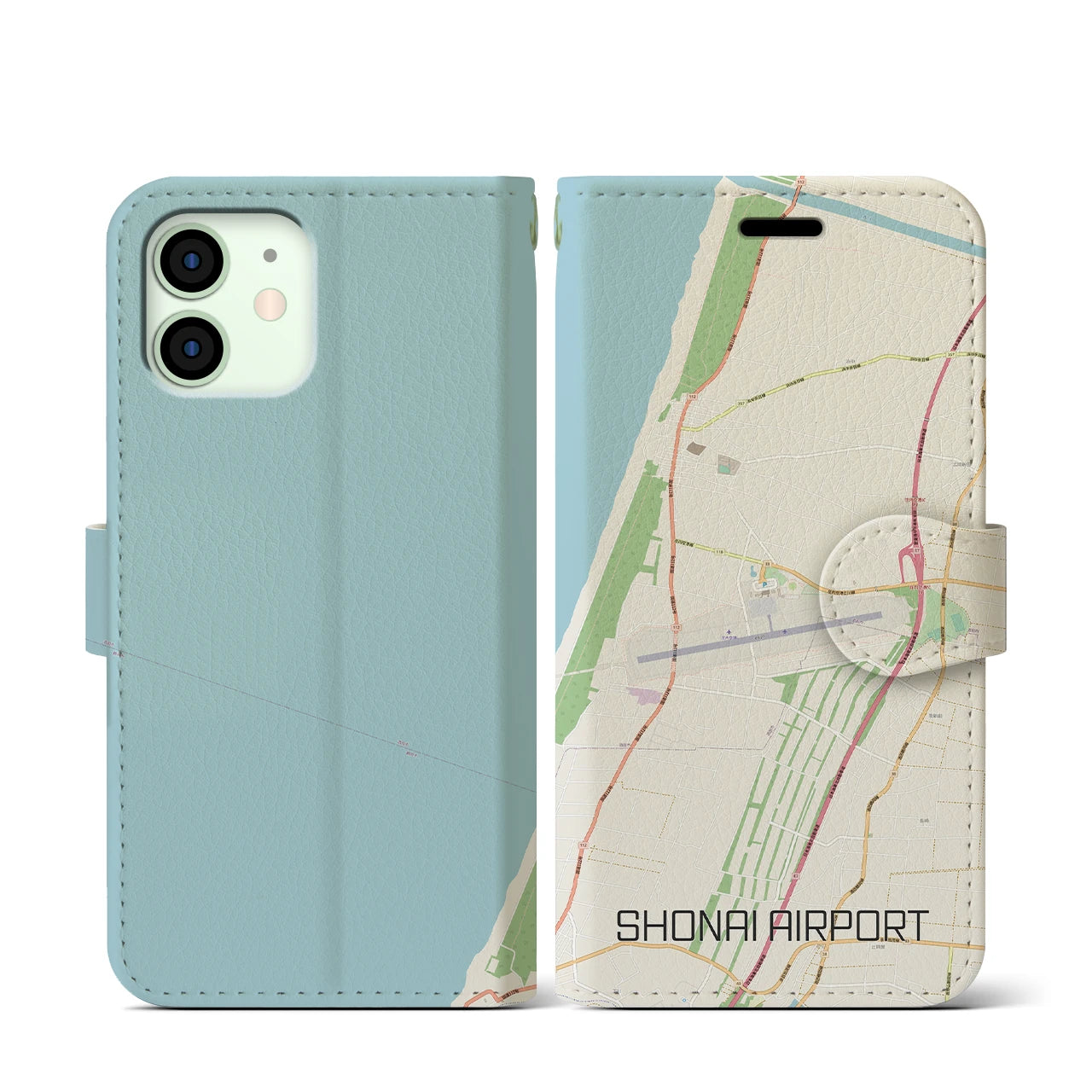 【庄内空港（山形県）】地図柄iPhoneケース（手帳タイプ）