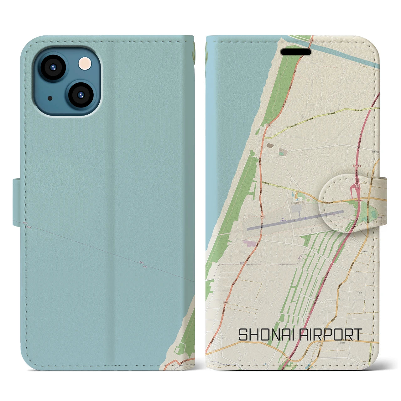 【庄内空港（山形県）】地図柄iPhoneケース（手帳タイプ）