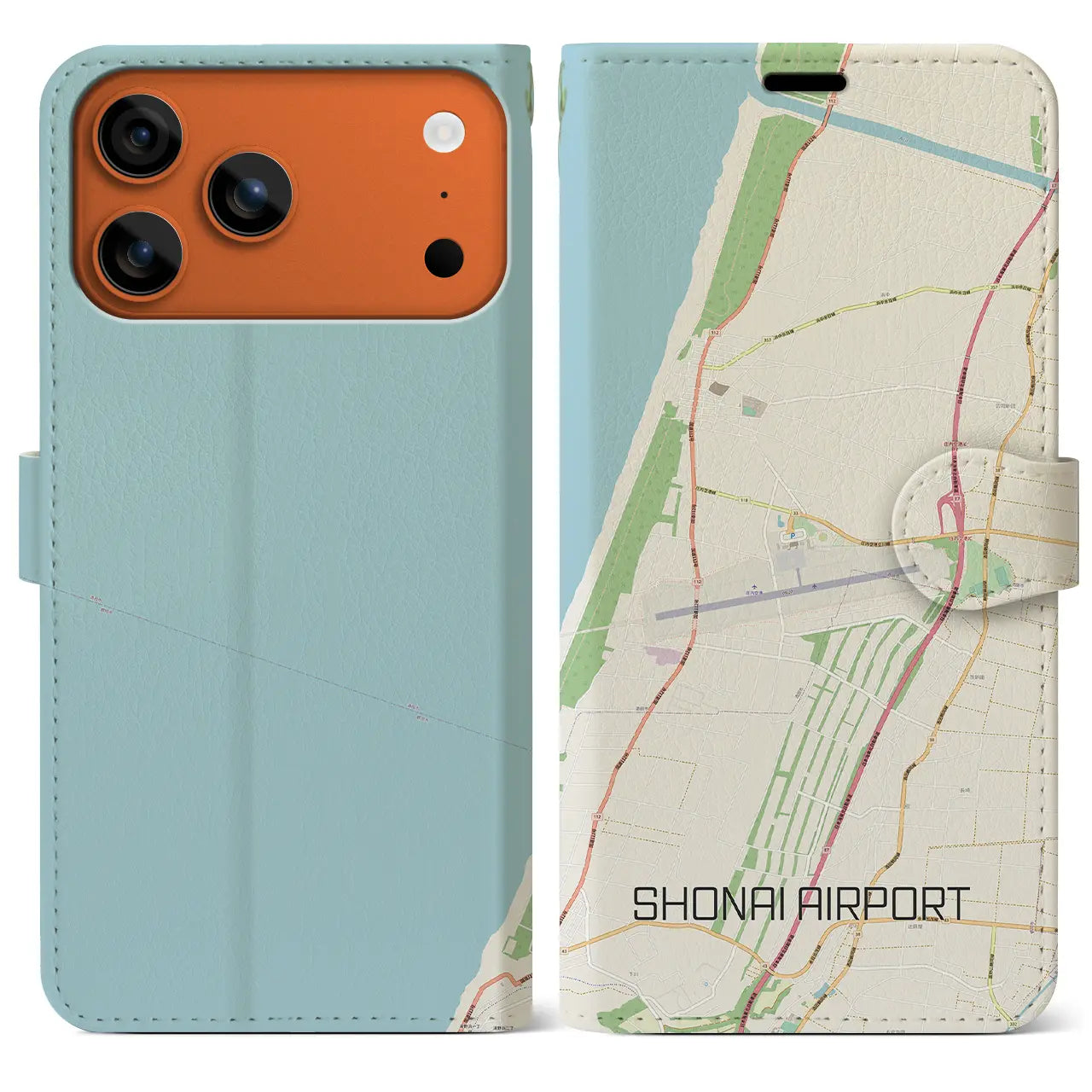 【庄内空港（山形県）】地図柄iPhoneケース（手帳タイプ）