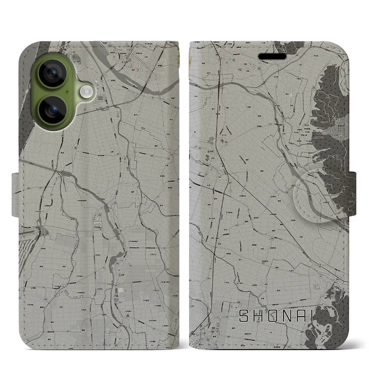 【庄内（山形県）】地図柄iPhoneケース（手帳タイプ）