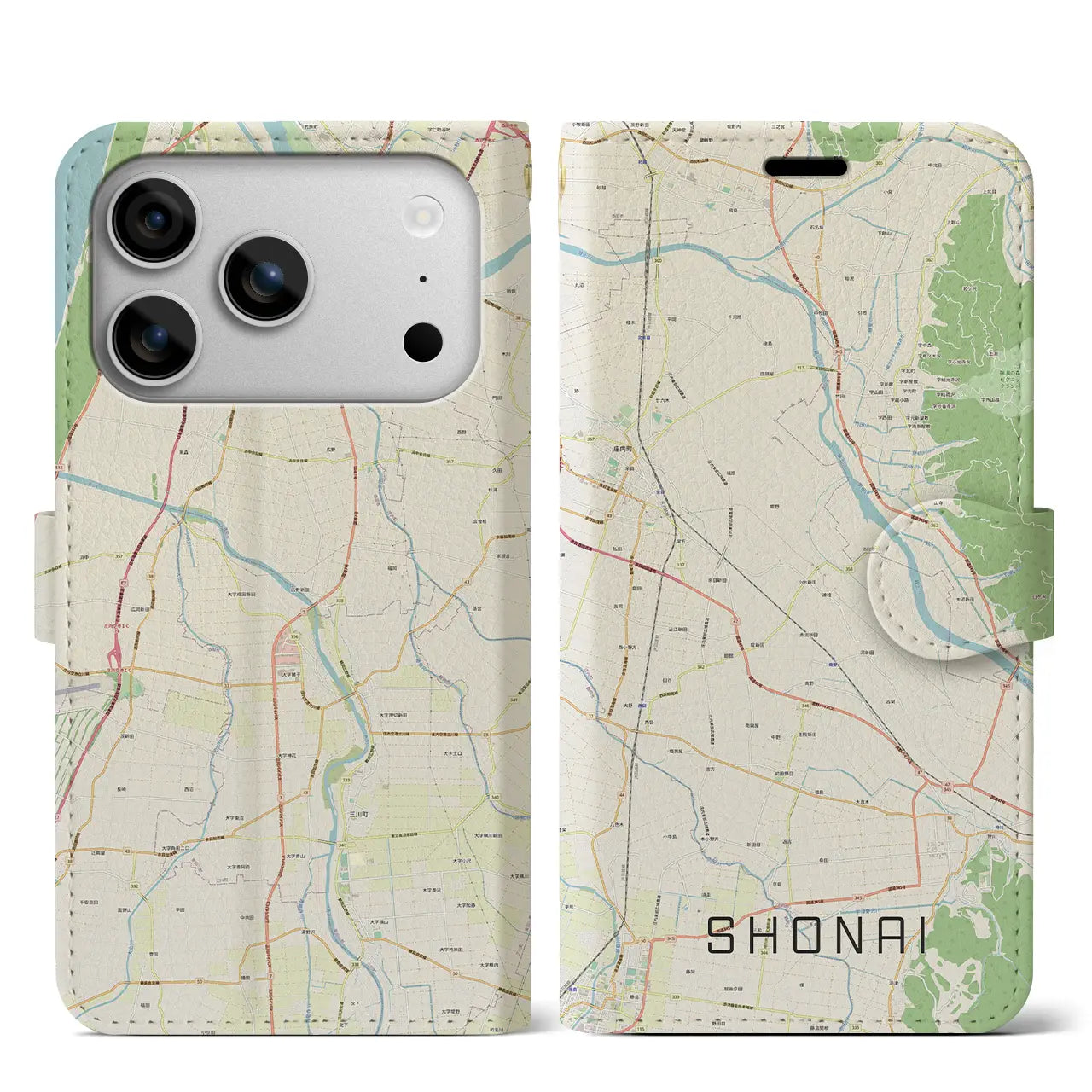 【庄内（山形県）】地図柄iPhoneケース（手帳タイプ）