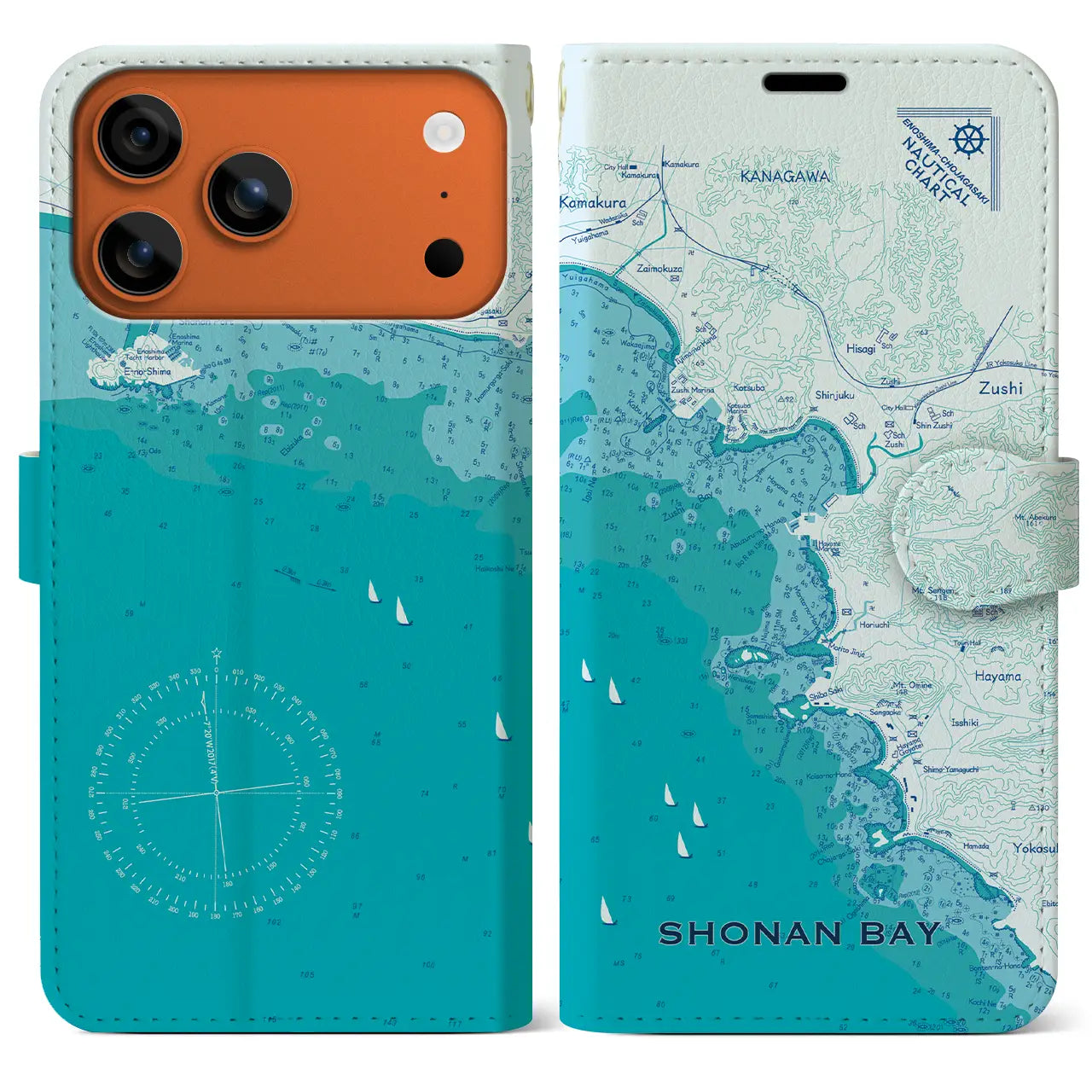 湘南海岸（神奈川県）】海図iPhoneケース（手帳タイプ） – クロス