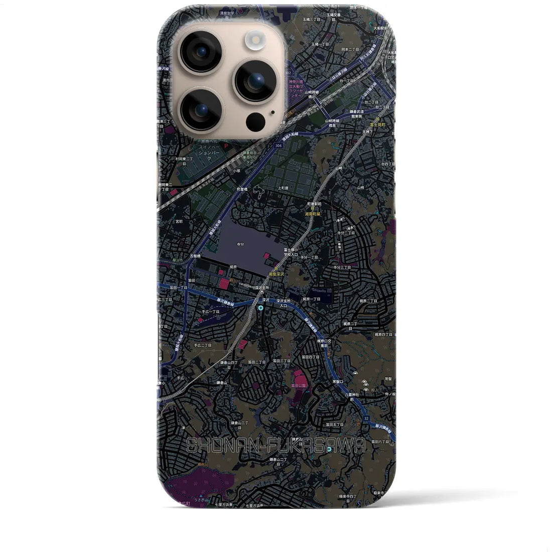 【湘南深沢（神奈川県）】地図柄iPhoneケース（バックカバータイプ）