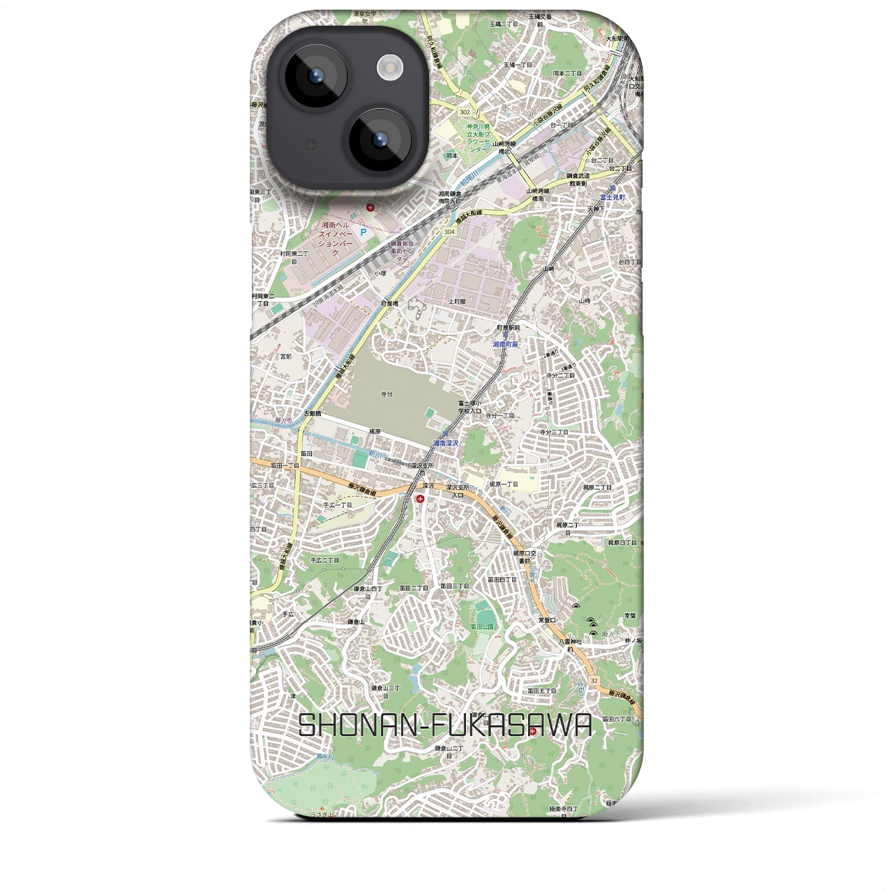 【湘南深沢（神奈川県）】地図柄iPhoneケース（バックカバータイプ）