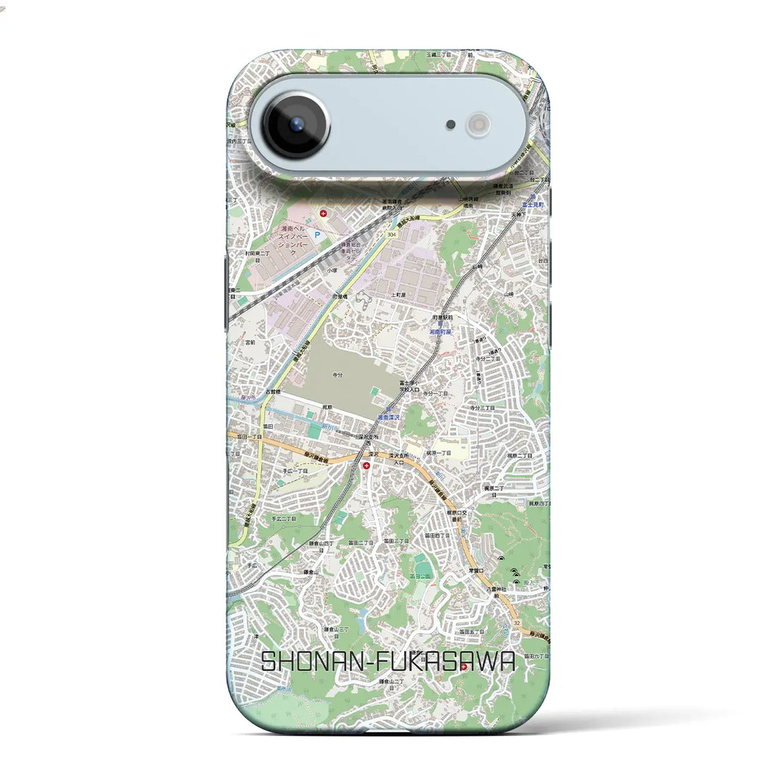 【湘南深沢（神奈川県）】地図柄iPhoneケース（バックカバータイプ）ブラック・iPhone 17 Pro Max 用