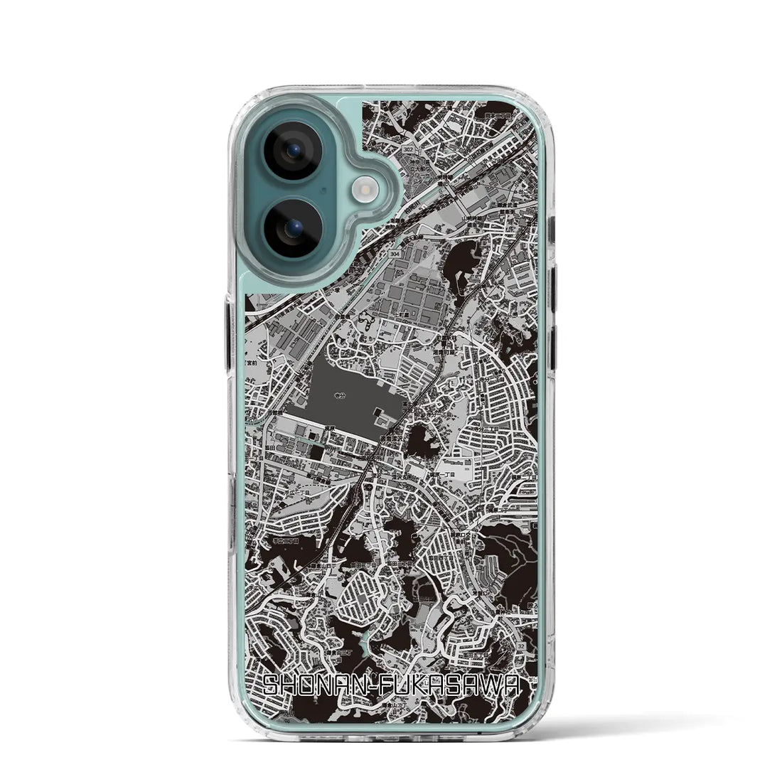 【湘南深沢（神奈川県）】地図柄iPhoneケース（MagSafeタイプ）モノトーン・iPhone 16 Pro 用
