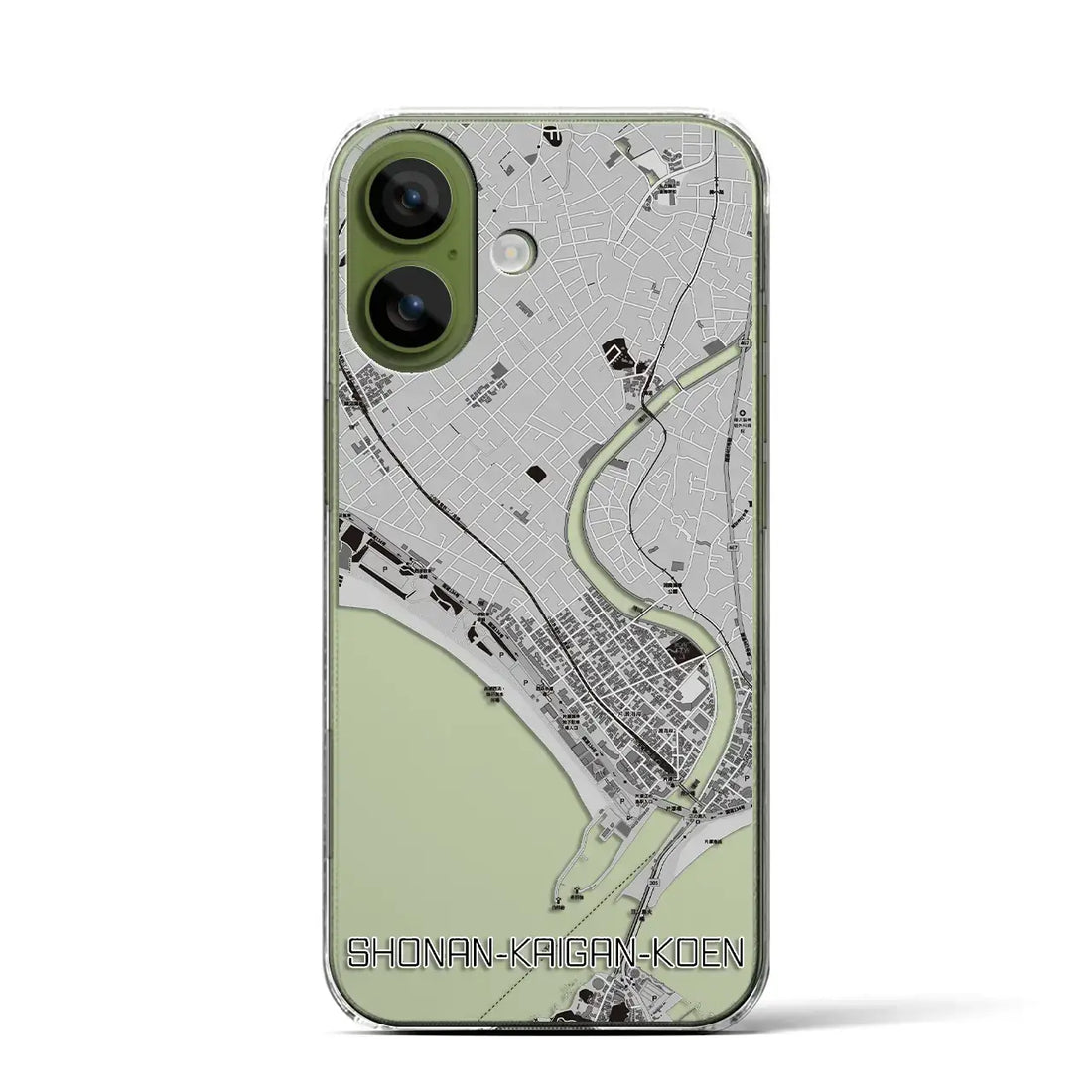 【湘南海岸公園（神奈川県）】地図柄iPhoneケース（クリアタイプ）モノトーン・iPhone 17 Pro Max 用