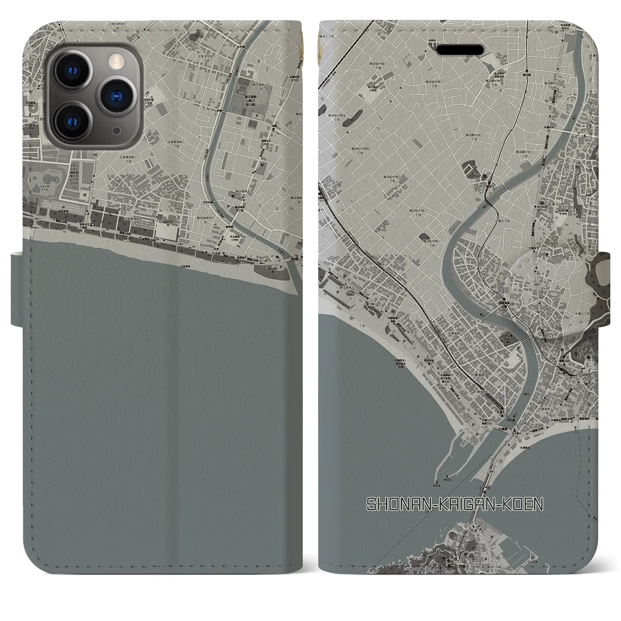 【湘南海岸公園（神奈川県）】地図柄iPhoneケース（手帳タイプ）