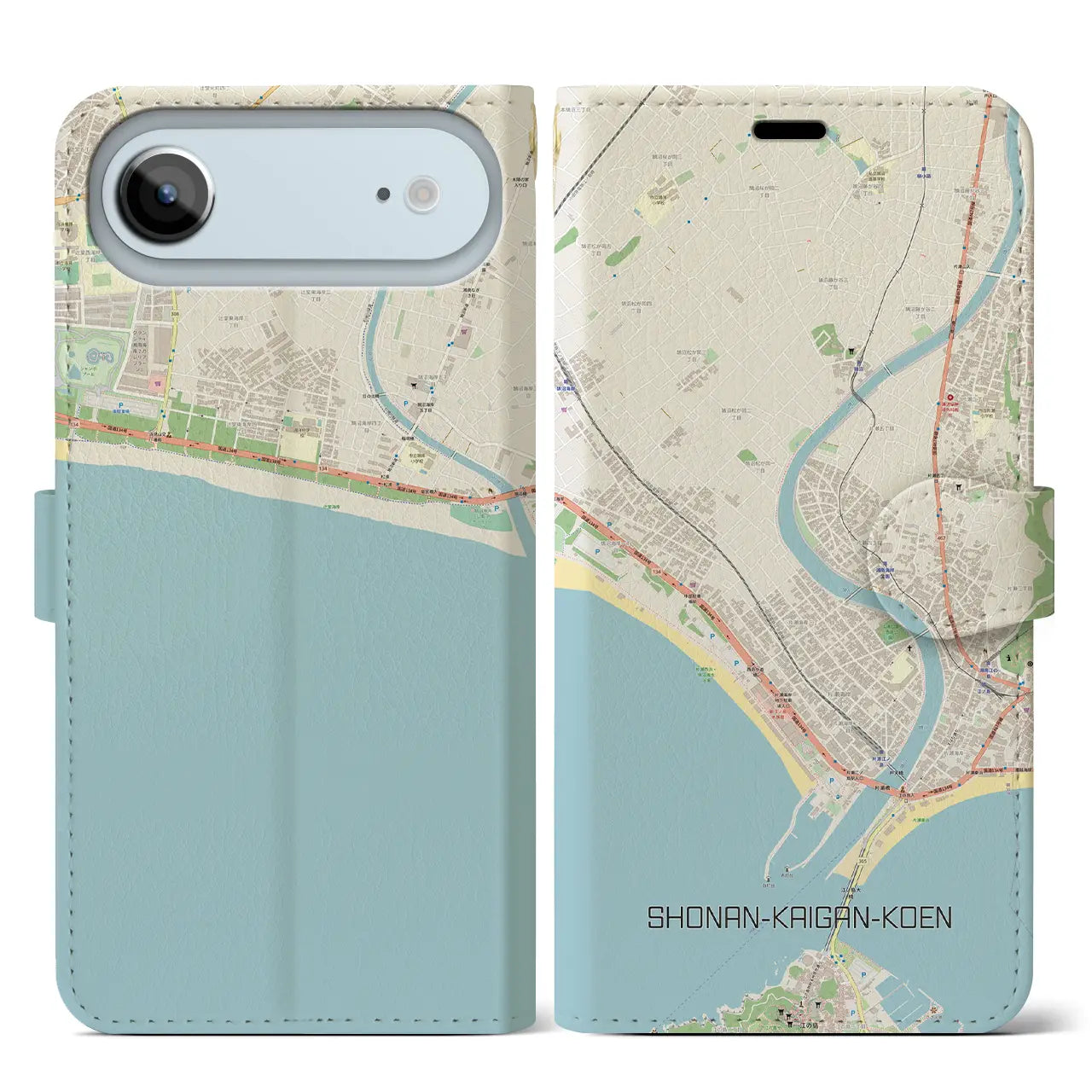 【湘南海岸公園（神奈川県）】地図柄iPhoneケース（手帳タイプ）